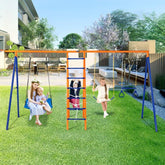 Swing Sets for Backyard 6 in 1 Swing Set 440lbs Capacity Metal Swingset